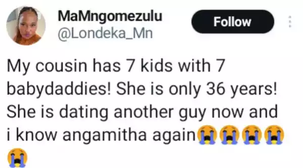 My 36-year-old Cousin Has 7 Kids With Seven Baby Daddies - South African Lady Reveals