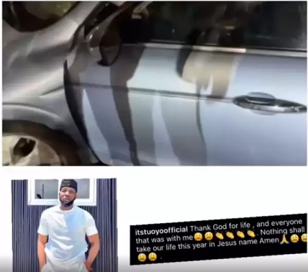 BBNaija Star Tuoyo Survives Car Accident In Lagos (Video)