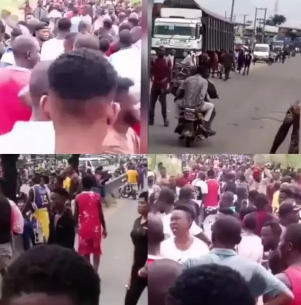 Imo Youths Protest Over Killing Of Wedding Guests In Awo-Mamma, Demand Disbandment Of Ebubeagu