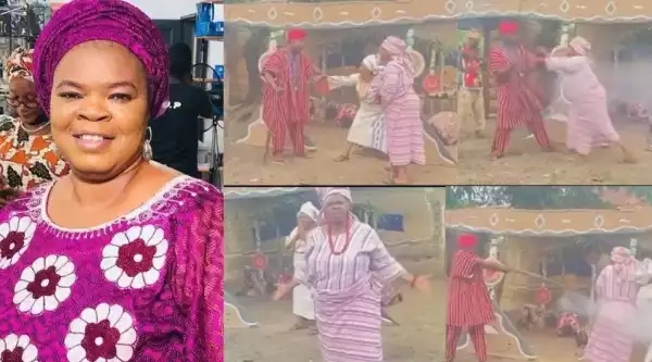 The Moment Veteran Actress, Peju Ogunmola Got Angry On Set After She Was Shot (Video)