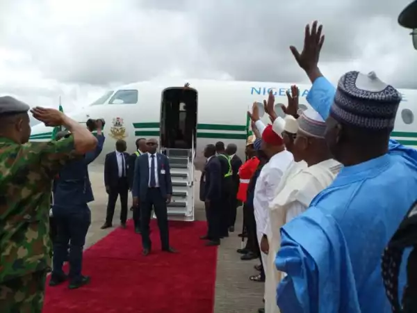 Tinubu arrives in Abuja from Lagos