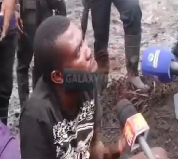 We are doing it because we are suffering - Crude oil thief begs for mercy after being nabbed by security operatives