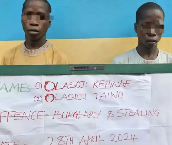 Police Arrest Twins For Stealing Bags Of Rice And Beans In Ekiti