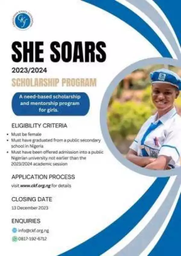 SHE Soars scholarship programme for female students, 2023/2024