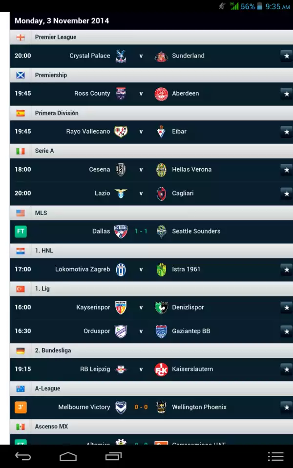 Football fixtures for Nov,3 2014
