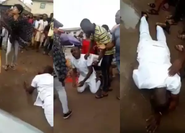 Man breaks down in tears and rolls in the mud after his girlfriend rejected his marriage proposal in Imo (video)