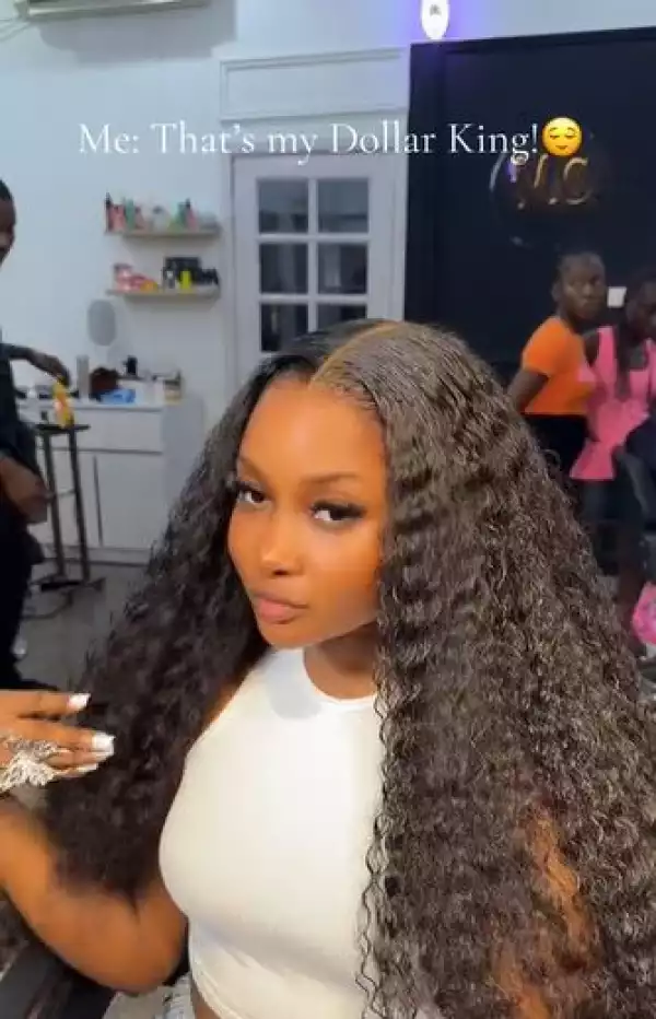 My Dollar Baby – Ilebaye Stirs Reaction With $1,000 Hair Payment From Mystery Man (Video)