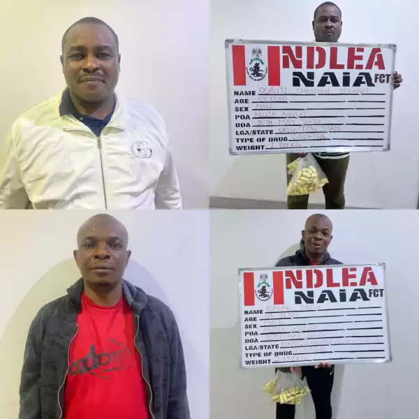 Two businessmen excrete 193 cocaine pellets in NDLEA custody after arrest at Abuja airport