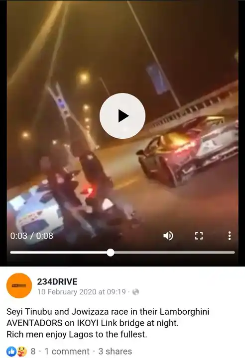 Seyi Tinubu & Friends Close Ikoyi Bridge With Policemen To Race Lamborghini