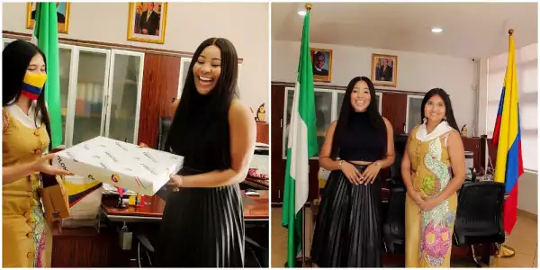 BBNaija’s Erica Pays A Courtesy Visit To The Consul Of Columbia To Nigeria (Photos)