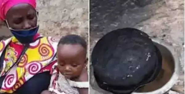 Lockdown: Poor Widow Cooks Stones To Feed Her Hungry Children (Photo)