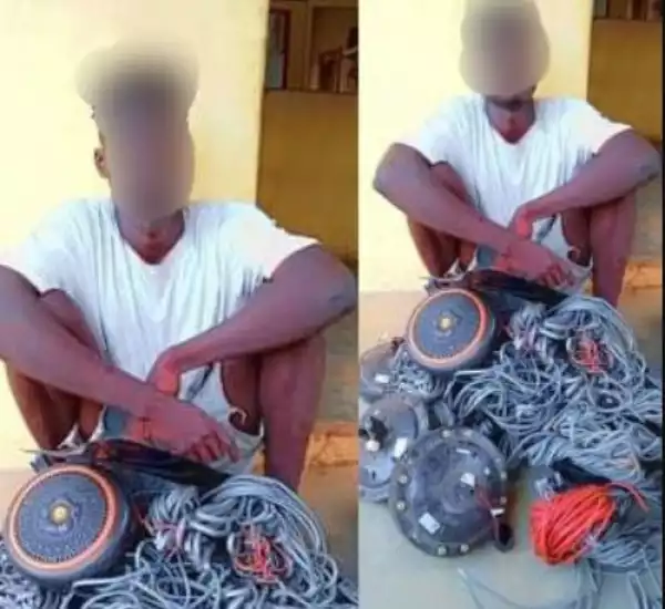 Suspected Burglar Who Poses As A Scavenger Apprehended With Stolen Fans And Other Items In Ogun (Photos)