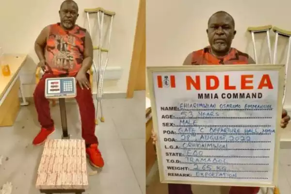 Italy-Bound Physically Challenged Drug Dealer Busted At Lagos Airport (Photo)