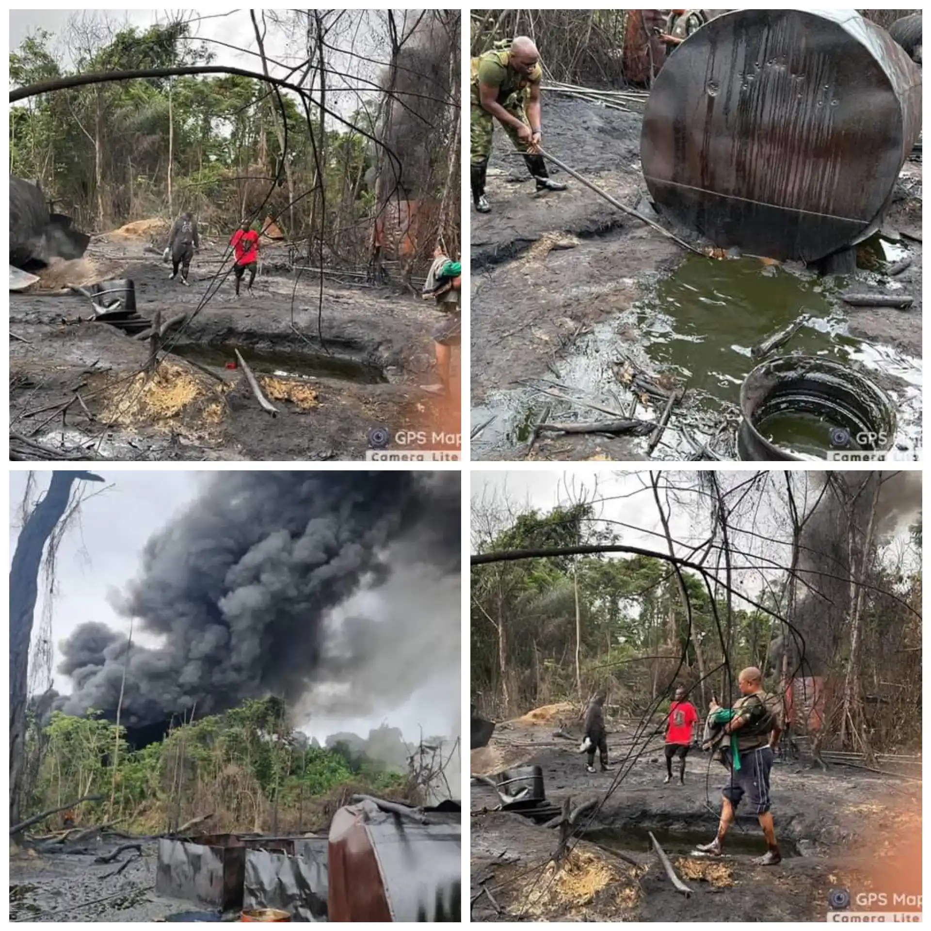 Oil thieves flee as troops destroy massive illegal refinery in Delta state