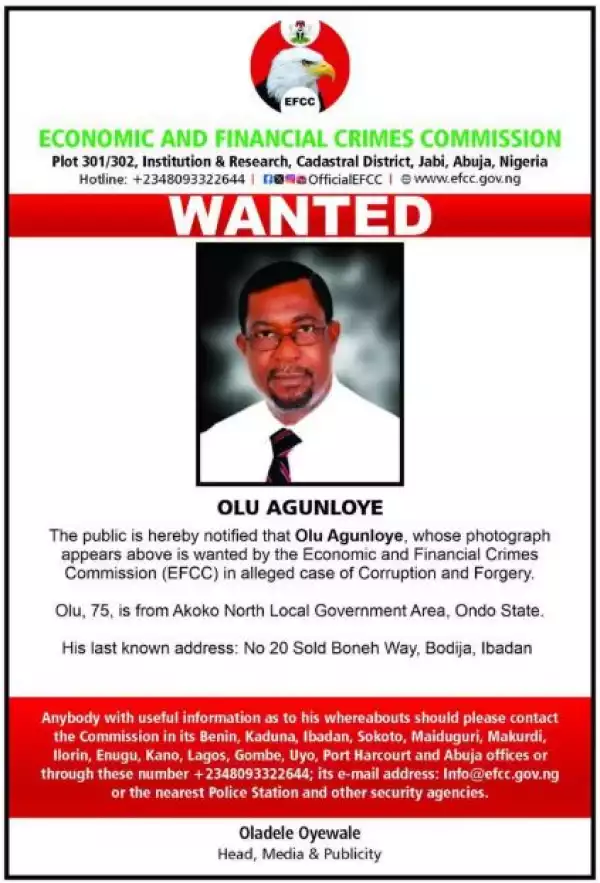 Alleged Fraud: EFCC Declares Ex-Power Minister Agunloye Wanted
