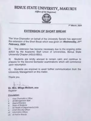 BSUM notice on extension of break