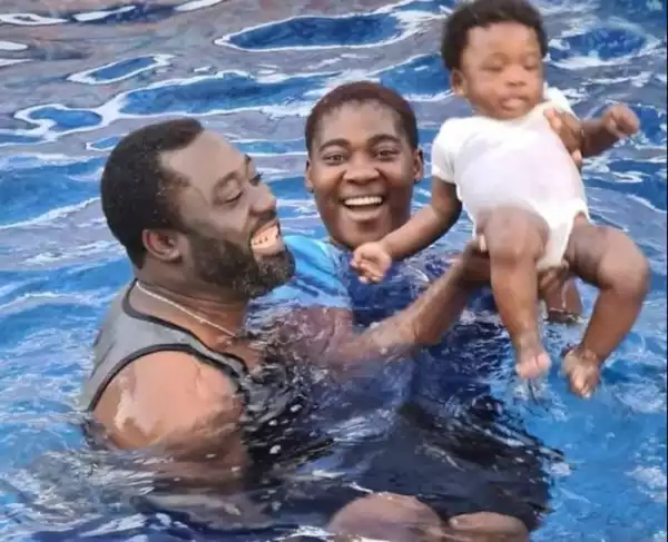 Mercy Johnson And Hubby, Prince Okojie Take Their 6-month-old Baby To The Pool