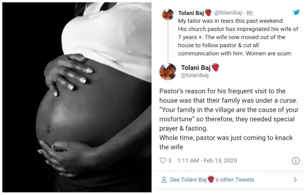 Pastor impregnates members wife who moved in with him