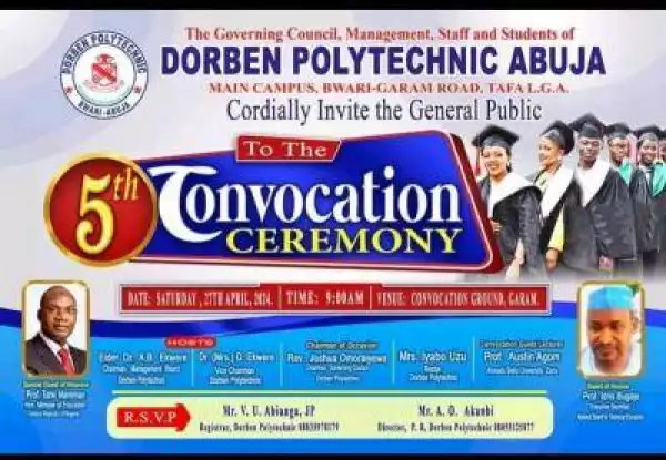 Dorben Polytechnic Abuja announces 5th Convocation Ceremony