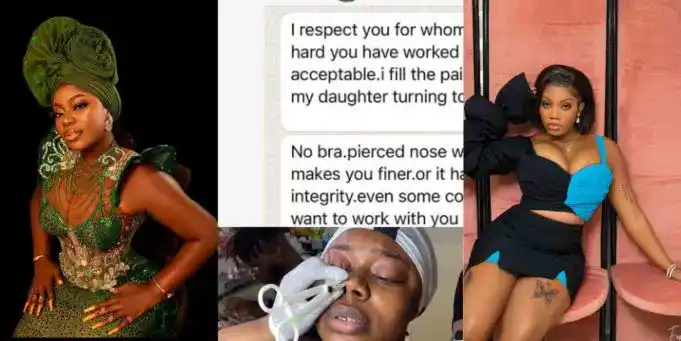 “I feel the shame of my daughter turning to BBN Angel” – Ashmusy shares screenshot of what her mother told her after she pierced her nose