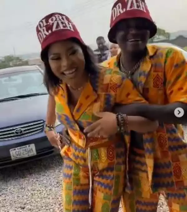 Portable Wears Matching Outfit With His Wife As He Showers Her With Gifts On Her Birthday (Video)