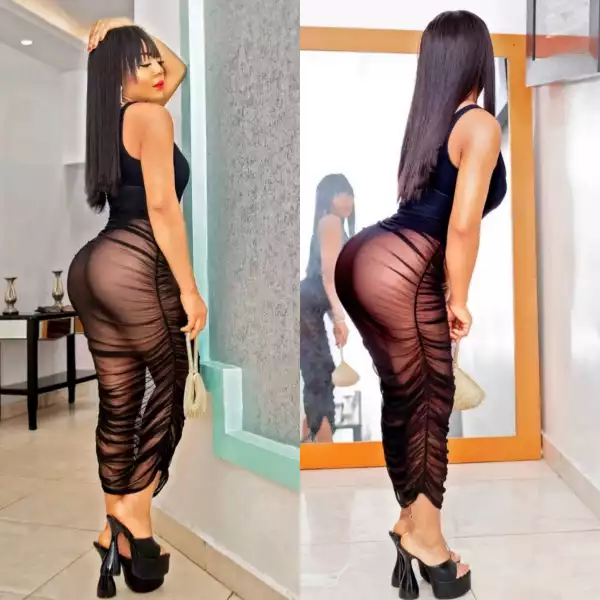 BBNaija Star, Ifu Ennada Stuns Fans, Flaunts Her Curves In See-Through Dress (Photos)