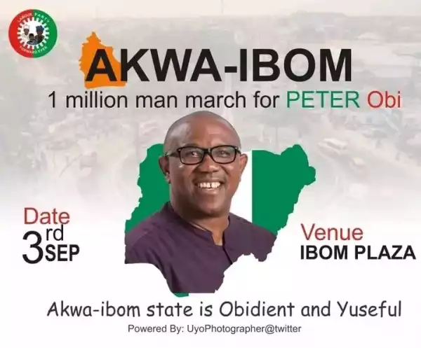 1 Million Man March for Peter Obi In Akwa Ibom, 3rd September 2022 , Time 9:am
