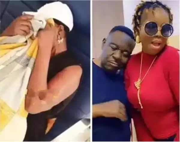 Mr Ibu’s Wife Covers Her Face As Uche Maduagwu Sees Her In Unexpected Place Amid Husband’s Illness