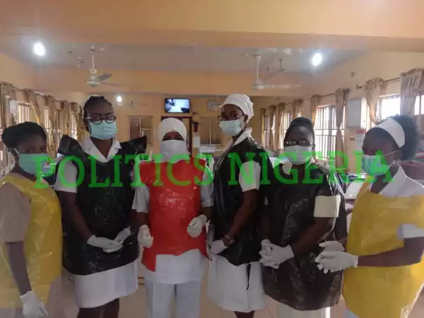 Nurses In Ogun Wear Polythene Bags To Treat Suspected COVID-19 Patient (Photo)