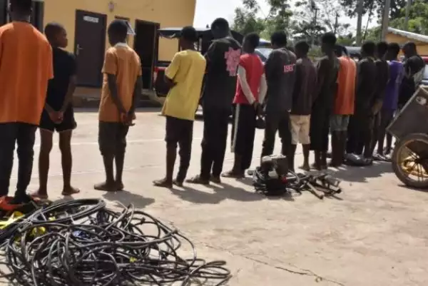 Photo Of 15 Suspects Nabbed By NSCDC For Vandalism In FCT