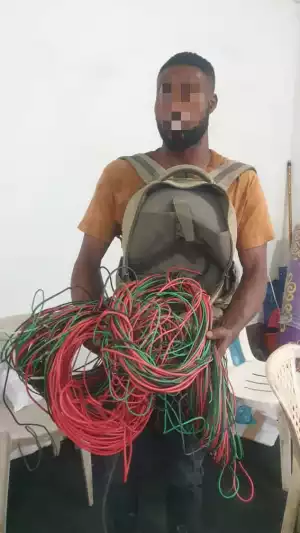 Photo Of 25-Year-Old Man Arrested For Stealing Electrical Wires In LASUTH