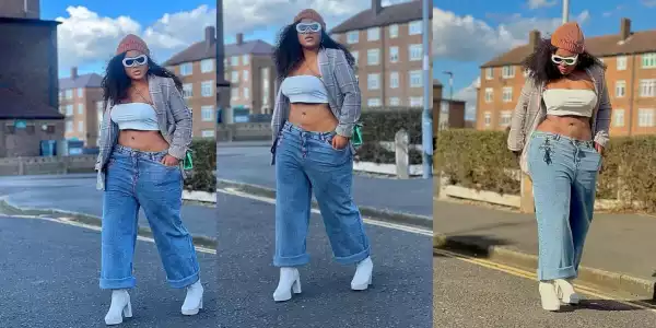 Fans applaud Destiny Etiko for stepping up in her fashion game as she disturbs the streets of London