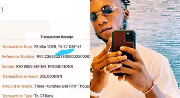 DJ Kaywise busted after sending “audio” 350k to a fan during a giveaway on social media