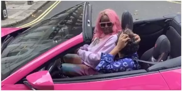 DJ Cuppy Takes Her Mum On Her First Ride In Her New Ferrari On The Streets Of London(Video)