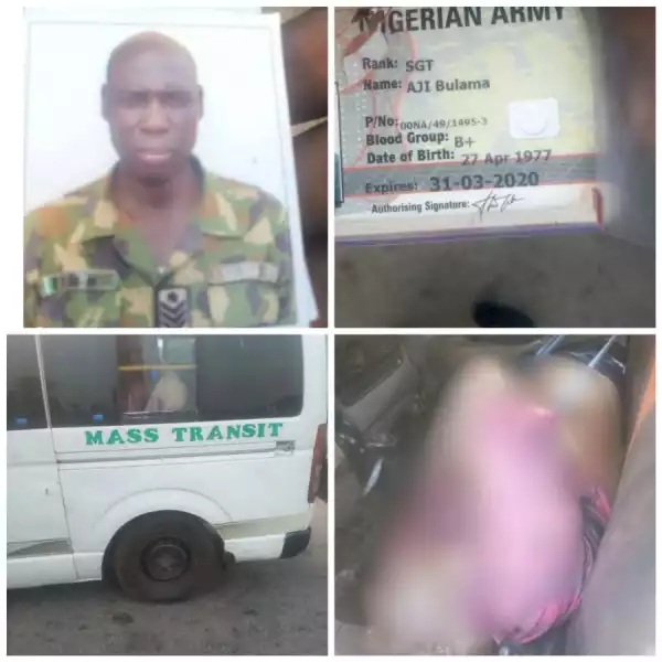 Soldier shot dead during an attack on a commercial bus in Enugu (graphic)