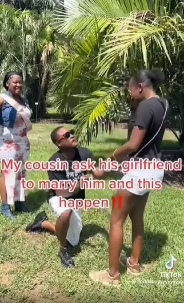 The Shocking Moment A Woman Collapsed After Boyfriend Proposed To Her (Video)