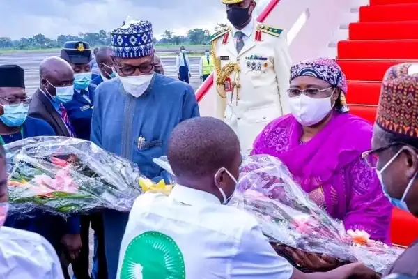 Pictures Of President Buhari And Aisha In Malabo, Equatorial Guinea