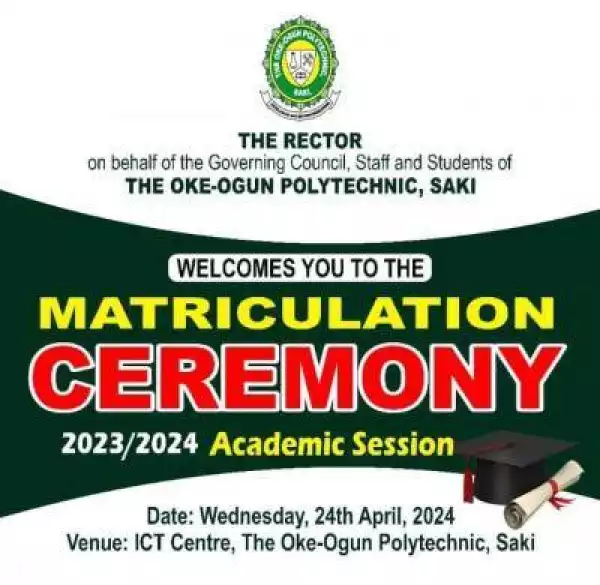 TOPS announces matriculation ceremony, 2023/2024
