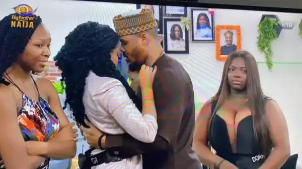 #BBNaija: Moment Nengi curved Ozo’s kiss after he was evicted from the Big Brother Naija house (WATCH)