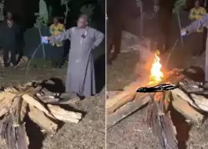 Local Priest Stuns Many As He Uses Holy Sachet Water To ‘Start Fire’ In Ghana (Video)