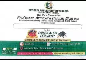 FUDutsin-ma announces 7th & 8th Convocation Ceremony