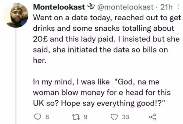 Nigerian Man Left In Shock After His Date In UK Paid For Their Entire Meal