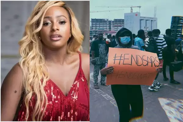 DJ Cuppy Finally Joins #EndSARS Protest (Photos)