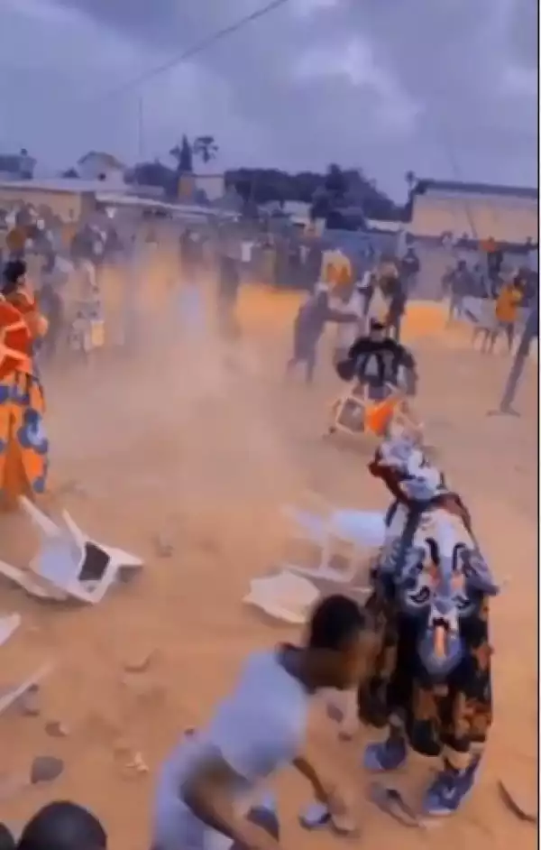Many People Run For Their Lives As Masquerades Chase And Flog Them Mercilessly At A Festival (Video)