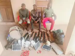 3 Suspects Arrested, 8 Pump-action Guns, Ammunition Recovered After Police Raid On Criminal Hideout In Enugu