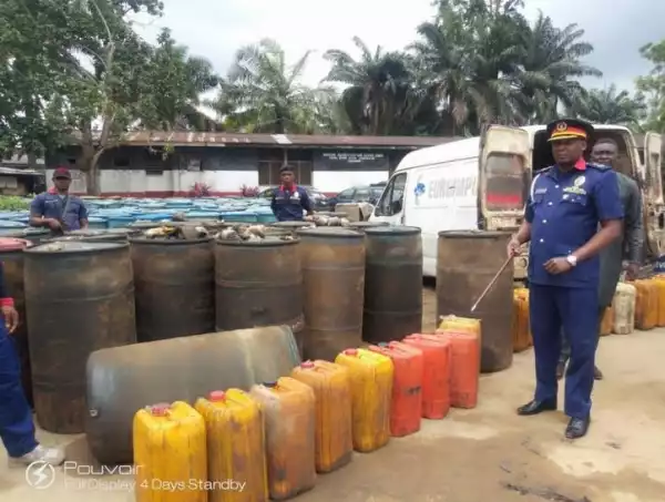 NSCDC Impounds 16,000 Litres Of Stolen Petroleum Products In Cross River