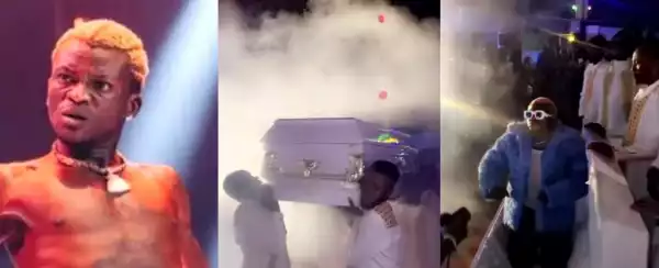 The Moment Popular Singer, Portable Arrived On Stage In A Casket At Afrika Shrine (Video)