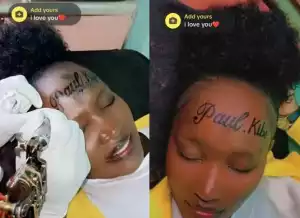 Woman Tattoos Boyfriend’s Name On Her Forehead