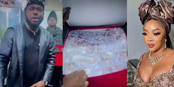 Come And Eat My Money - Singer Frankie Jay Professes Love For Toke Makinwa With A Box Of Dollar Notes (Video)