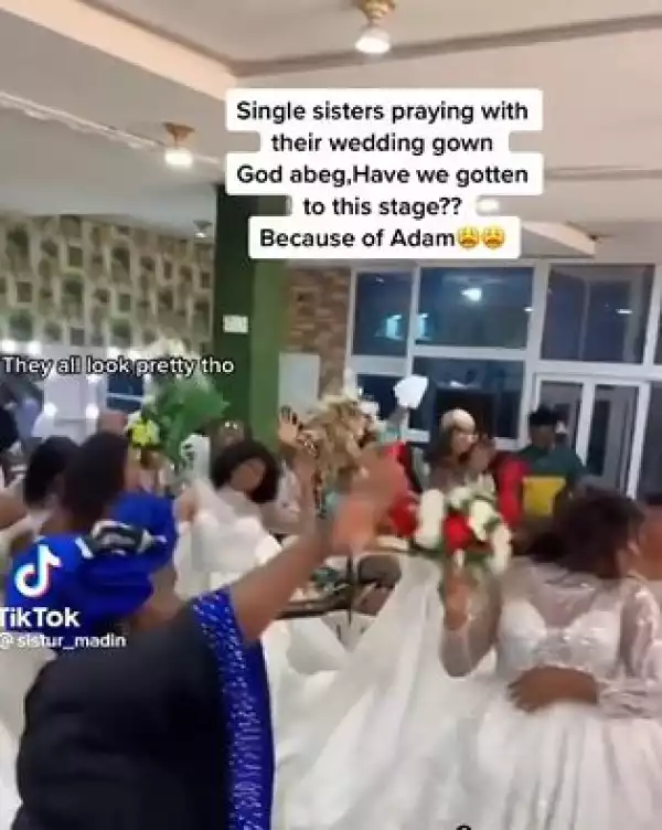 Single Ladies Searching For Husbands Attend Church Service In Wedding Gowns (Video)